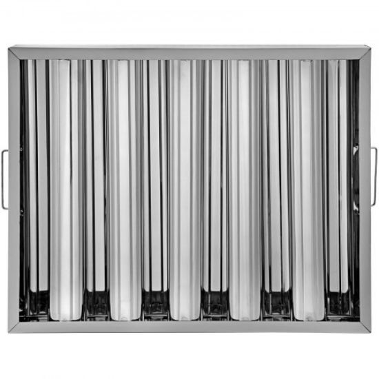 Picture of VEVOR Pack of 6 Hood Filters 19.5W x 19.5H Inch, 430 Stainless Steel 4 Grooves Commercial Hood Filters, Range Hood Filter for Grease Rated Commercial Kitchen Exhaust Hoods