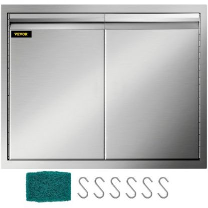 Picture of VEVOR Outdoor Kitchen 14W x 20H Inch Wall Construction Stainless Steel Flush Mount for BBQ Island, 14inch x 20inch, Single Door with Vents