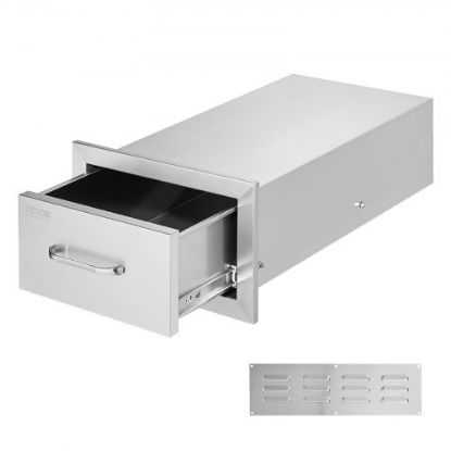 Picture of VEVOR Outdoor Kitchen Drawers 13" W x 20.4" H x 20.8" D, Flush Mount Double BBQ Access Drawers with Stainless Steel Handle, BBQ Island Drawers for Outdoor Kitchens or Patio Grill Station