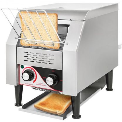 Picture of VEVOR 450 Slices/Hour Commercial Conveyor Toaster,2600W Stainless Steel Heavy Duty Industrial Toasters w/ Double Heating Tubes,Countertop Electric Restaurant Equipment for Bun Bagel Bread Baked Food