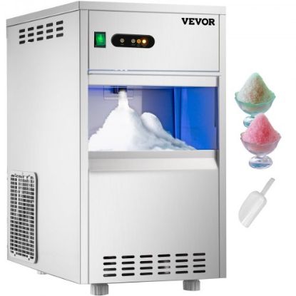 Picture of VEVOR Commercial Snowflake Ice Maker, 55LBS/24H ETL Approved Food Grade Stainless Steel Flake Ice Machine Freestanding Commercial Ice Machine for Seafood Restaurant, Water Filter and Spoon Included