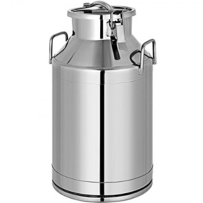 Picture of VEVOR 304 Stainless Steel Milk Can 20 Liter Milk Bucket Wine Pail Bucket 5.25 Gallon Milk Can Tote Jug with Sealed Lid Heavy Duty for Milk and Wine Liquid Storage