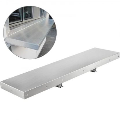 Picture of VEVOR Concession Shelf 96L x 12W Inch Stainless Steel Drop Down Folding Serving Food Shelf Stand Serving for Concession Trailer Serving Window