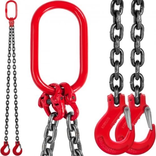 Picture of VEVOR 5Ft Chain Sling 5/16 Inch X 5 Ft Engine Lift Chain G80 Alloy Steel Engine Chain Hoist Lifts 3 Ton with 4 Leg Grab Hooks