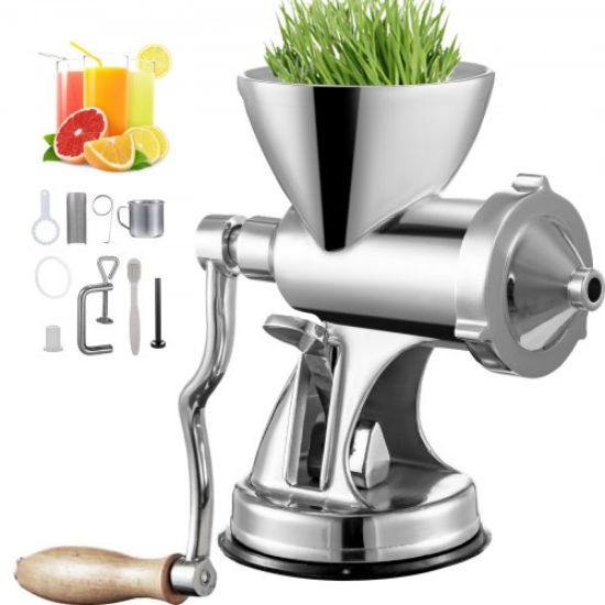 Picture of VEVOR Manual Wheatgrass Juicer with Suction Cup Base & Desktop Clamp Wheat Grass Grinder Long Screw Shaft Wheatgrass Juicer Stainless Steel for Juicing Wheatgrass Gingers Apples Grapes