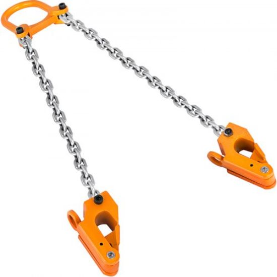 Picture of VEVOR Drum Lifter 2000 lbs Capacity Orange 55 Gallon Drum Clamp Lifting Chain G80 Chain Drum Lifter for Drums