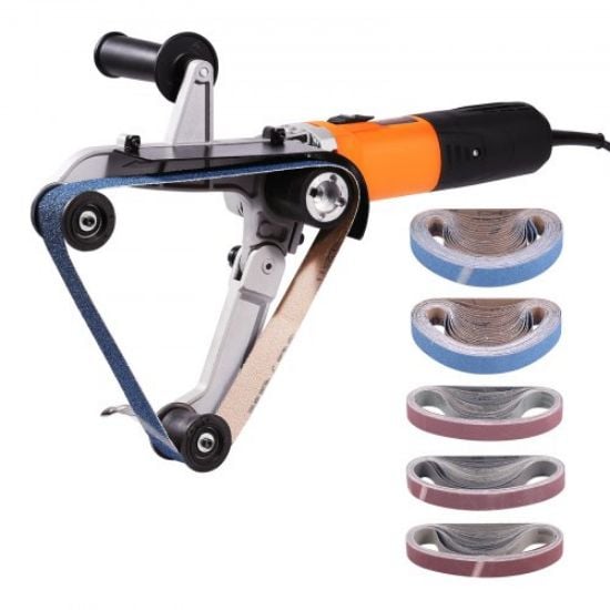 Picture of VEVOR 1500W 2HP Belt Sander Grinder, 2" x 82" Variable Speed Belt Grinder for Metalworking, 3 in 1 Belt Sander Polisher with 3 Grinding Moulds & Flat Platen Tool Rest for Knife Making