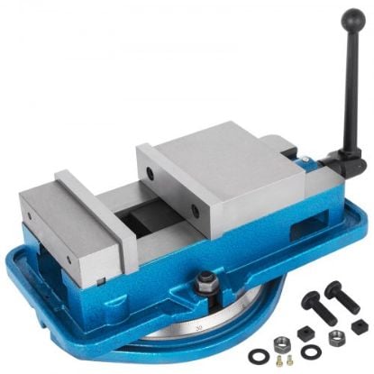 Picture of VEVOR 5 Inch ACCU Lock Down Vise Precision Milling Vice 5 Inch Jaw Width Drill Press Vise Milling Drilling Machine Bench Clamp Clamping Vice with 360 Degree Swiveling Base CNC Vise