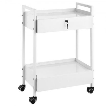 Picture of VEVOR 3 Trays Utility Cart 3-Layer Trolley Heavy Duty Lab Dental Rolling Utility Cart with 4 PE Wheels 2 of which can be Locked for Fixing Heavy-Duty with 33Lb Load Capacity