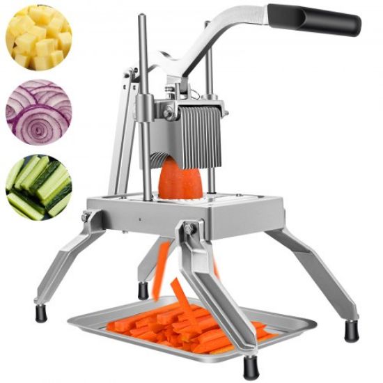 Picture of VEVOR Commercial Vegetable Fruit Dicer 3/16" Blade Onion Cutter Heavy Duty Stainless Steel Removable and Replaceable Kattex Chopper Tomato Slicer with Tray Perfect for Pepper Potato Mushroom