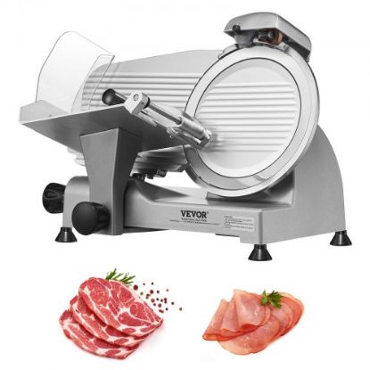 Picture of VEVOR Commercial Meat Cutter Machine 1100 LB/H 3mm Stainless Steel with Pulley 600W Electric Food Cutting Slicer for Kitchen Restaurant Supermarket Market