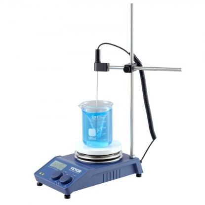 Picture of VEVOR Magnetic Stirrer 250W 158℉/70℃ Heating Hot Plate with Magnetic Stirrer 0-1600 RPM Adjustable 1000ML Lab Magnetic Stirrer Mixer with Stand Support, Stirring Bar