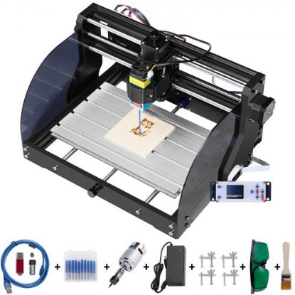 Picture of VEVOR CNC 3018-PRO Router Machine 3 Axis GRBL Control with Offline Controller Plastic Acrylic PCB PVC Wood Carving Milling Engraving Machine XYZ Working Area 300x180x45mm