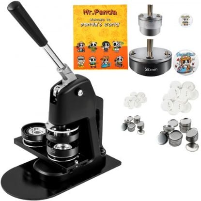 Picture of VEVOR Button Maker 75mm Rotate Button Maker 3inch Badge Maker Punch Press Machine with 100 Sets Circle Button Parts for Friends Children DIY Gifts