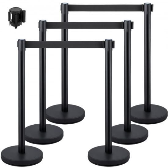 Picture of VEVOR 4PCS Gold Stanchion Posts Queue, 38 Inch Red Velvet Rope, Crowd Control Barriers Queue Line Rope, Barriers for Party Supplies