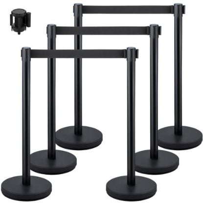 Picture of VEVOR 4PCS Stainless Steel Stanchion Posts Queue, Red Velvet Ropes Silver, 38In Rope Barriers Queue Line Crowd Control Barriers for Party Supplies