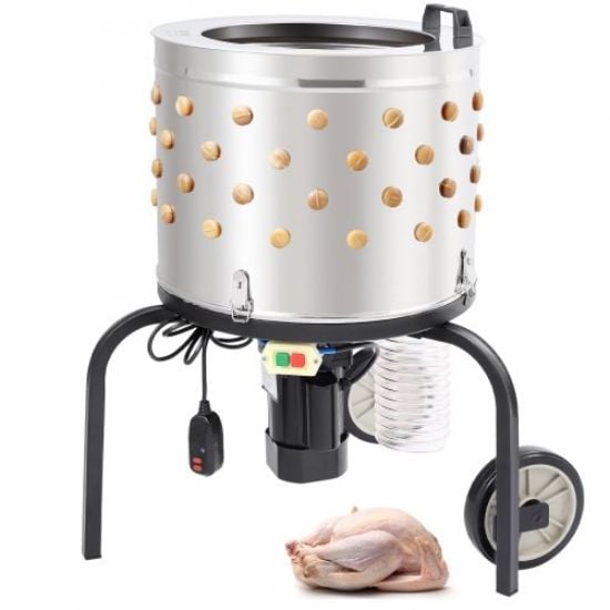 Picture of VEVOR Stainless Steel Chicken Plucker 20Inch Barrel Diameter De-Feather Remover Poultry Machine 1500W 275R/min Barrel Diameter Heavy Duty Feather Plucking Machine