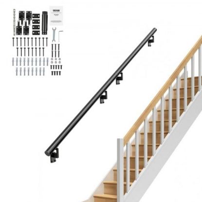 Picture of VEVOR Wrought Iron Handrail Fits 1 or 2 Steps Handrail Picket #1 Outdoor Stair Rail with Installation Kit for Outdoor Steps Hand Rails Matte White