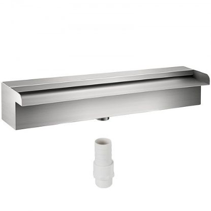 Picture of VEVOR Pool Fountain 47.2" x 4.5" x 3.1" Stainless Steel Pool Waterfall with LED Strip Light Waterfall Spillway with Pipe Connector Rectangular Garden Outdoor