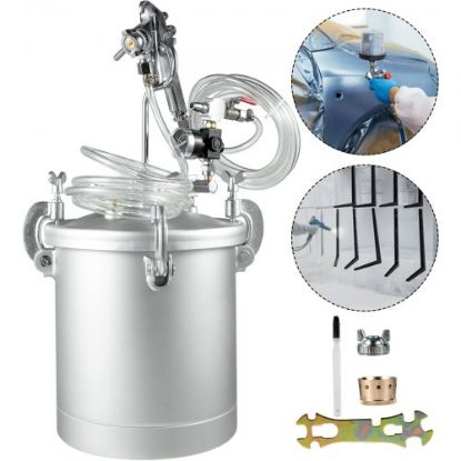 Picture of VEVOR Pressure Pot Tank 10L Pressure Pot Paint Sprayer 2.5 Gallon Paint Pressure Pot Stainless Paint Tank with 3.5mm Nozzle Spray Guns and Paint Hose (10L 3.5mm)