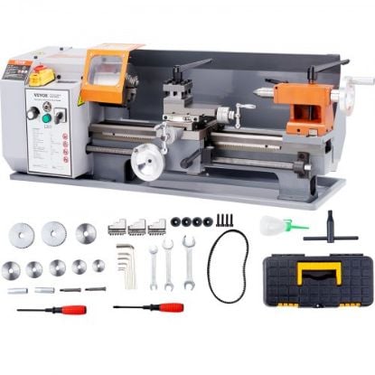 Picture of VEVOR Metal Lathe 7 x 12 Inch, Precision Mini Metal Lathe 2250 RPM 400W Variable Speed, Mini Lathe Precision Bench Top Metal Working Lathe for Various Types of Metal Turning