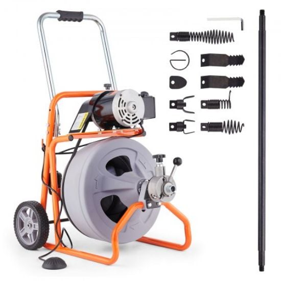 Picture of Drain Cleaning Machine 500 Watt Sectional Drain Cleaner 75' x 5/8" Spring Cable