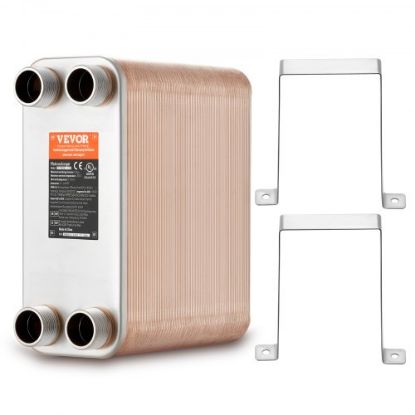 Picture of VEVOR Heat Exchanger 3"x7.5" 40 Plates Brazed Plate Heat Exchanger 316L 3/4" MPT Heat Exchanger B3-12A Beer Wort Chiller for Hydronic Heating