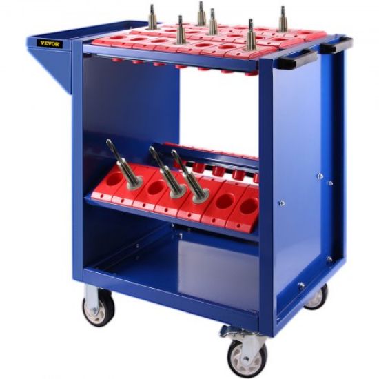 Picture of VEVOR Tool Cart 40 Taper Tool Holder CNC Tool Cart 36 Capacity CAT40 BT40 Service Carts with Wheels Heavy Duty (BT40 36 Capacity)