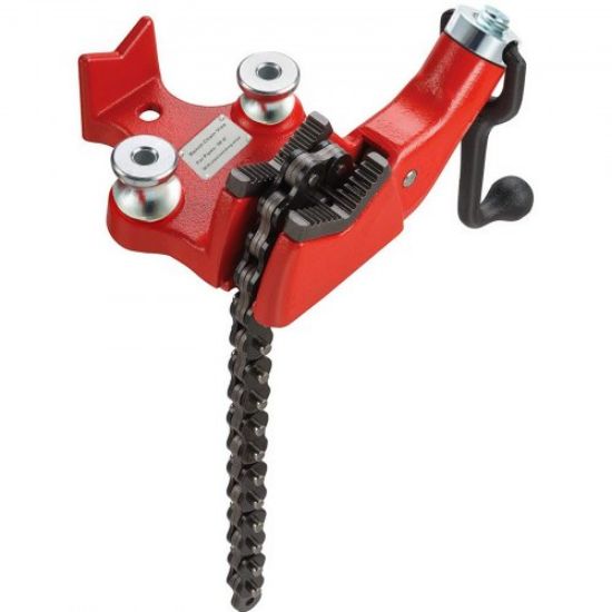 Picture of VEVOR Screw Bench Chain Vise 1/8 to 5-Inch Pipe Capacity, Heavy Duty Bench Chain Pipe Vise with Crank Handle, Neoprene-Coated Jaw, Cast Iron Material Ideal for a Variety of Pipes