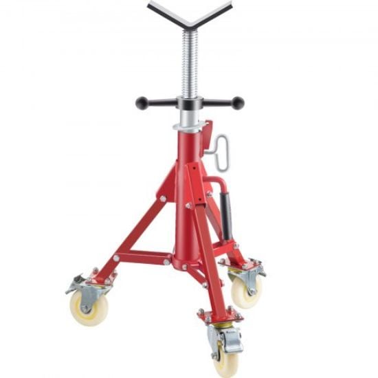 Picture of VEVOR Pipe Jack Stand, 2500LB Heavy Duty Welding Pipe Stand, with 4-Ball Transfer V-Head and Folding Legs, Adjustable Height 24"-43" 1107B-type Pipe Jacks for Welding