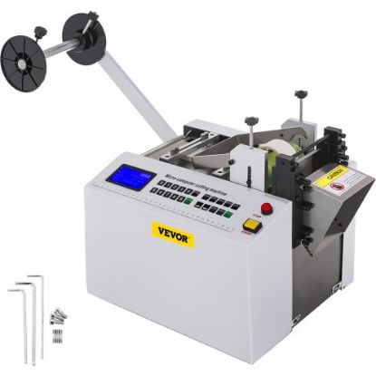 Picture of VEVOR Automatic Heat-Shrink Tube Cutting Machine 250W YS100 Tube Cable Pipe Cutter Precise Efficient Tube Cable Pipe Cutter Cutting Machine for Sleeve, Rubber/Plastic Tube, Small Wire, Sheet, Film