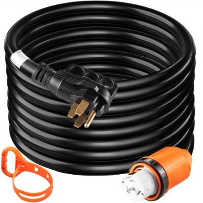 Picture of VEVOR 25Ft 50 Amp RV Extension Cord Durable Premium Power Cord RV 26.5mm Wire Diameter Extension Cord Copper Wire RV Cord Power Supply Cable for Trailer Motorhome Camper with Handles