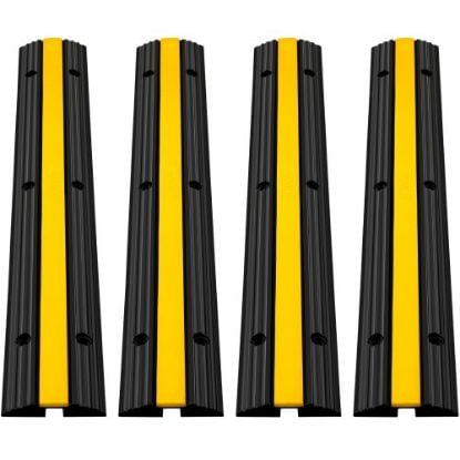 Picture of VEVOR 1 Pack of 3-Channel Rubber Cable Protector Ramps Heavy Duty 44000Lbs Load Capacity Cable Wire Cord Cover Ramp Speed Bump Driveway Hose Cable Ramp Protective Cover