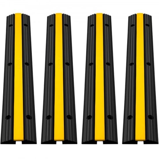 Picture of VEVOR 1 Pack of 3-Channel Rubber Cable Protector Ramps Heavy Duty 44000Lbs Load Capacity Cable Wire Cord Cover Ramp Speed Bump Driveway Hose Cable Ramp Protective Cover