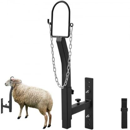 Picture of VEVOR Livestock Stand Steel Gate Attachment Nose Loop Headpiece, 9.8inch Height and Trimming Stand 5.9inch Length Adjustable, Nose Loop Goat Trimming Stands, Sheep Shearing Stand, for Sheep & Goats