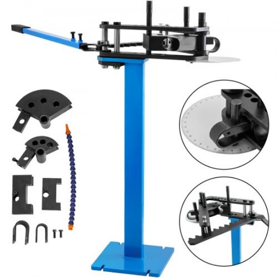 Picture of VEVOR Pipe Tube Bender, 3/8" to 1" Manual Pipe Tube Bender, with 7 Dies, Heavy Duty Tube Bender Tubing of Steel Metal Copper, for Repair Shops, Blue