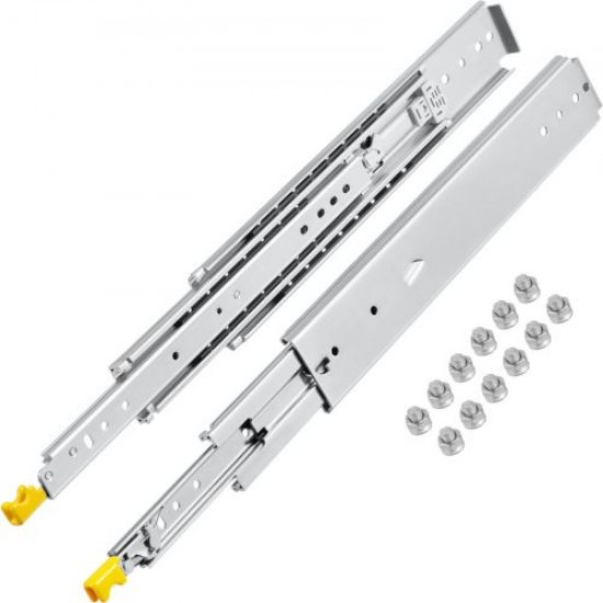 Picture of VEVOR Heavy Duty Drawer Slides 28" Length, Locking Drawer Slides 500lbs Load Capacity Long Full Extension Drawer Slide 1 Pair Side Mount Ball Bearing Drawer Glides Push to Open Drawer Runners Rail