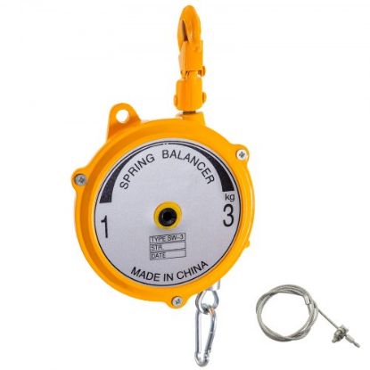 Picture of VEVOR Spring Balancer 11-19lbs(5-9kg) Retractable Tool Holder 1.5m Length Tool Balancer with Hook and Wire Rope Adjustable Balancer Retractor Hanging Holding Equipment in Yellow