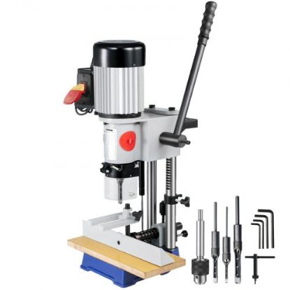 Picture of VEVOR Woodworking Mortise Machine, 3/4 HP 3400RPM Powermatic Mortiser With Chisel Bit Sets, Benchtop Mortising Machine, For Making Round Holes Square Holes, Or Special Square Holes In Wood