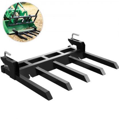 Picture of VEVOR Debris Forks for 48" Bucket, Clamp-on Forks for Tractor 2500LBS Loading Capacity, Tractor Forks Attachment for Bucket, Clamp on Debris Forks w/Two Chain Holes for Materials Handling, Steel