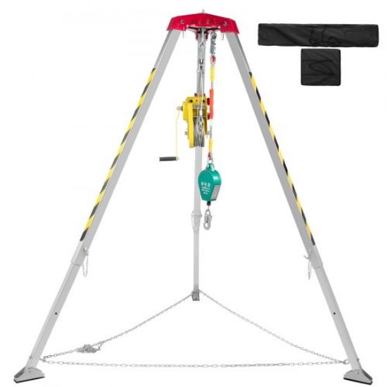 Picture of VEVOR Confined Space Tripod Kit 1200LBS Winch, Confined Space Tripod 7' Leg Bracket and 98' Cable, Confined Space Rescue Tripod 32.8' Fall Protection for Traditional Confined Spaces