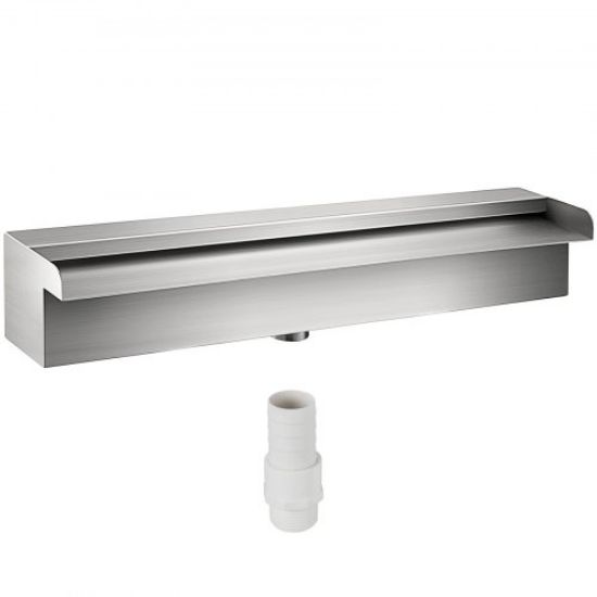 Picture of VEVOR Pool Fountain Stainless Steel Pool Waterfall 23.6" x 4.5" x 3.1"(W x D x H) Waterfall Spillway with Pipe Connector Rectangular Garden Outdoor, Silver