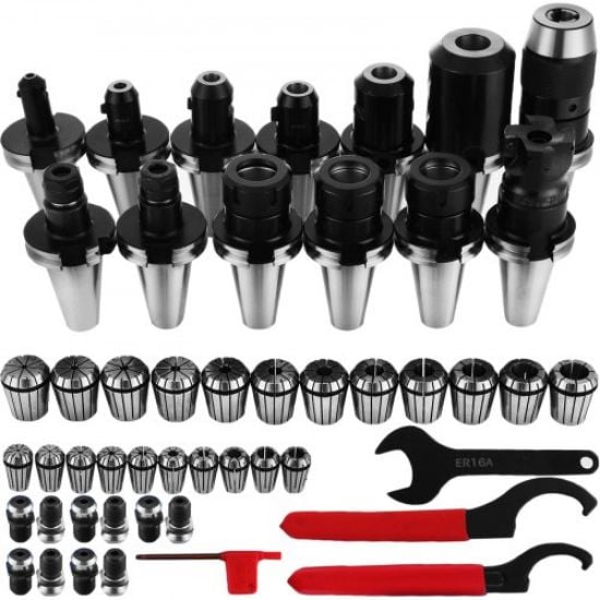 Picture of VEVOR 8Pcs CAT40 Tool Holder ER16 Collet Chuck Set length 70mm Chuck Tool Holder Set Mill Holder for CNC Engraving Machine Milling Lathe(CAT40 ER16 70mm)