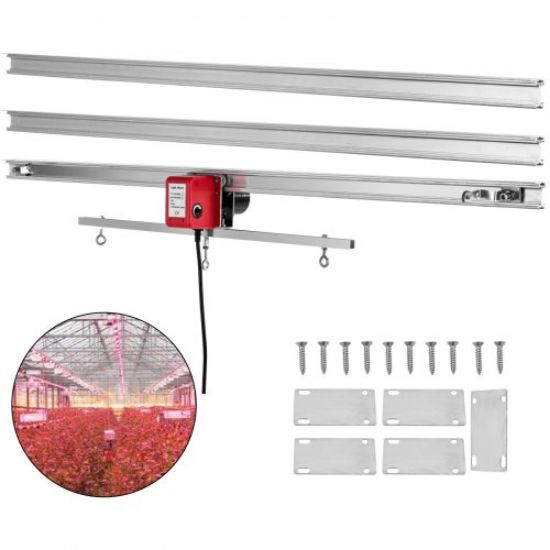 Picture of VEVOR 10.8 ft Adjustable Indoor Grow Light Mover Track Rail Mover Kit 10 r/min, Mover Motor w on/Off Button, Three Moving Rails, 0-120 Second Adjustable Time Delay Hydroponic Lighting System