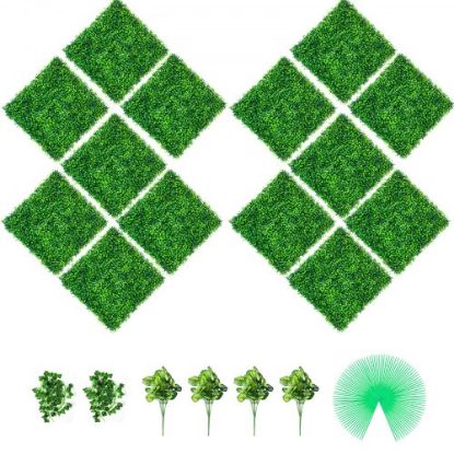 Picture of VEVOR Artificial Boxwood Panel UV 6pcs Boxwood Hedge Wall Panels, Artificial Grass Backdrop Wall 20" X 20" 4 cm Green Grass Wall, Fake Hedge for Decor Privacy Fence Indoor, Outdoor Garden Backyard