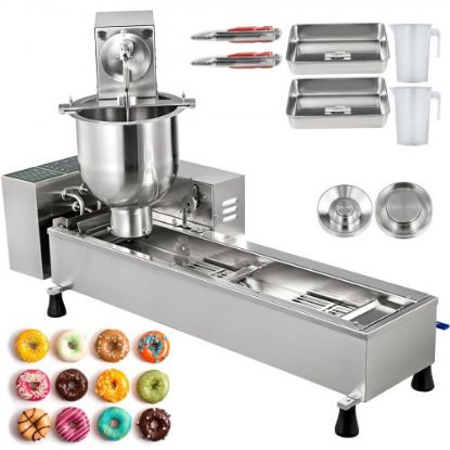 Picture of VEVOR 110V Commercial Automatic Donut Making Machine, 4 Rows Auto Doughnut Maker with 5.5L Hopper, Adjustable Thickness Fryer, Intelligent Control Panel, 304 Stainless Steel, Silver