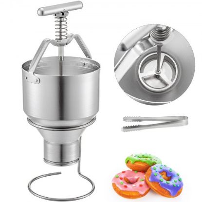 Picture of VEVOR Donut Depositor 5L Capacity Donut Dropper Hopper Food-Grade Aluminum Manual Donut Dispenser 6 Adjustable Thicknesses Donut Hopper with Stand Donut Batter Dispenser for Home & Commercial Use