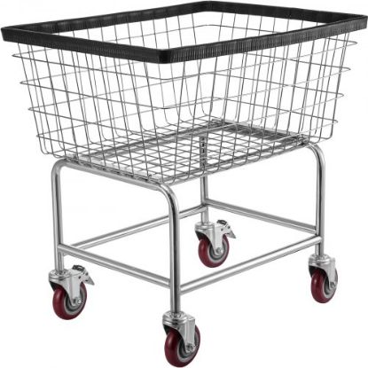 Picture of VEVOR Wire Laundry Cart, 4.5 Bushel Wire Laundry Basket with Wheels, 35''x15.7''x22'' Commercial Wire Laundry Basket Cart, Steel Frame with Chrome Finish, 5'' Casters, Wire Basket Cart for Laundry