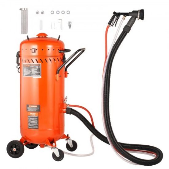 Picture of VEVOR 10Gal/40L Sandblaster Equipped w/Nozzle Shut-Off Valve Pressure Gauge Ceramic Nozzle Rubber Wheels Grit Power Sand Blasters Portable Sandblasting Equipment