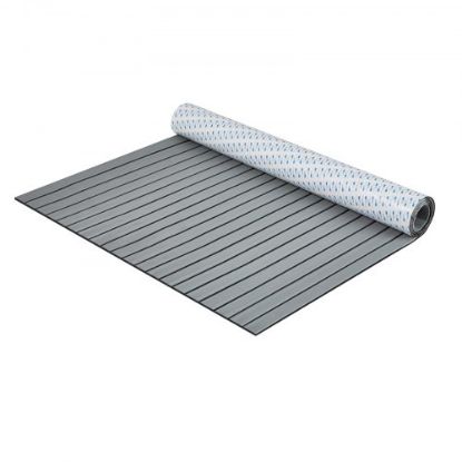 Picture of VEVOR Boat Decking Sheet 94.5 X 35.4 Inch 6MM Thick Non-Skid EVA Foam Faux Teak Decking Self-Adhesive Marine Yacht RV Swimming Pool Garden Boat Flooring Sheet (Grey with Black Seam, 94.5" x 35.4")